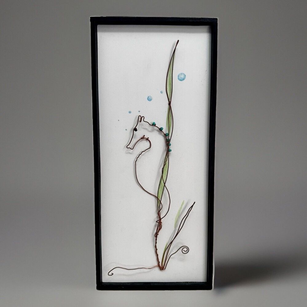 Original Wire Art Mixed Media Sculpture "Hanging Out" Seahorse Renee Cotter 2018